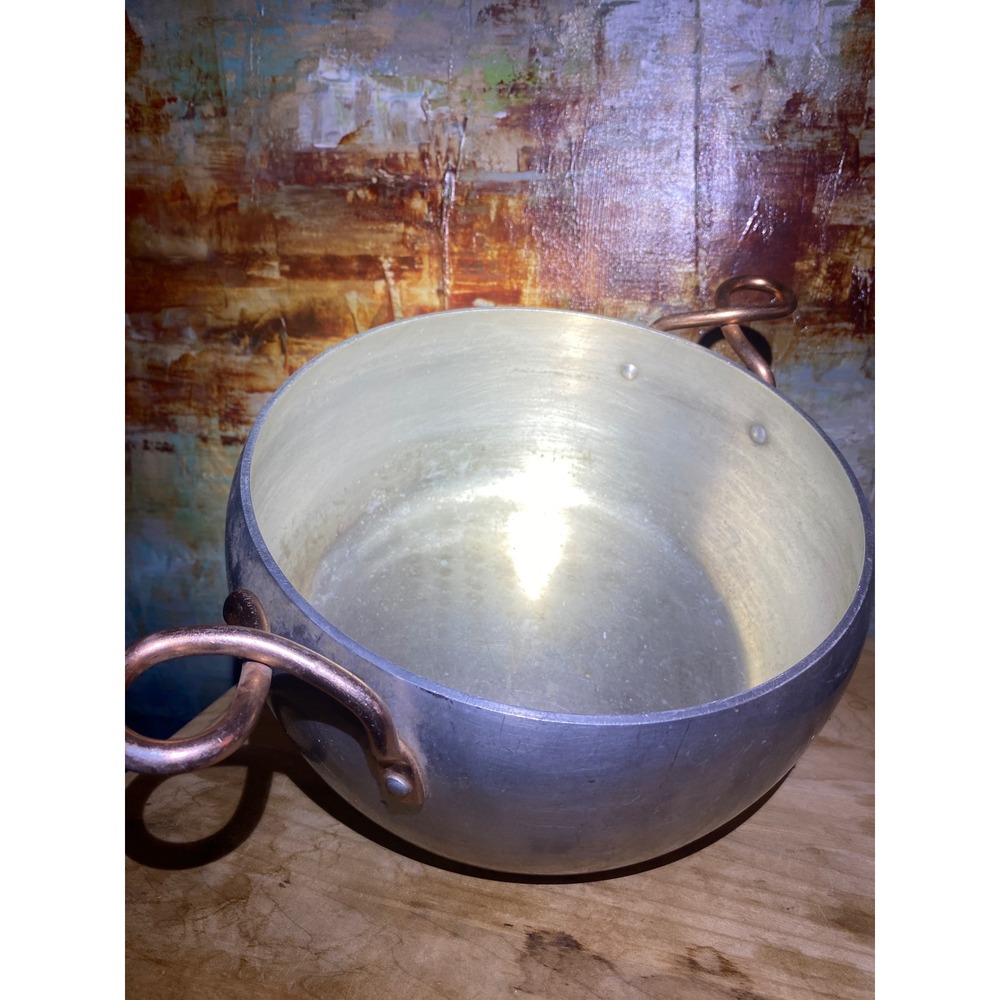 Vintage Wear-Ever Hallite 5.5 Qt Aluminum Stock Pot 2106 Copper Handles USA